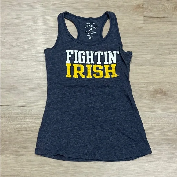 League Women's Navy Tank Top with Yellow and White Print - Picture 1 of 4